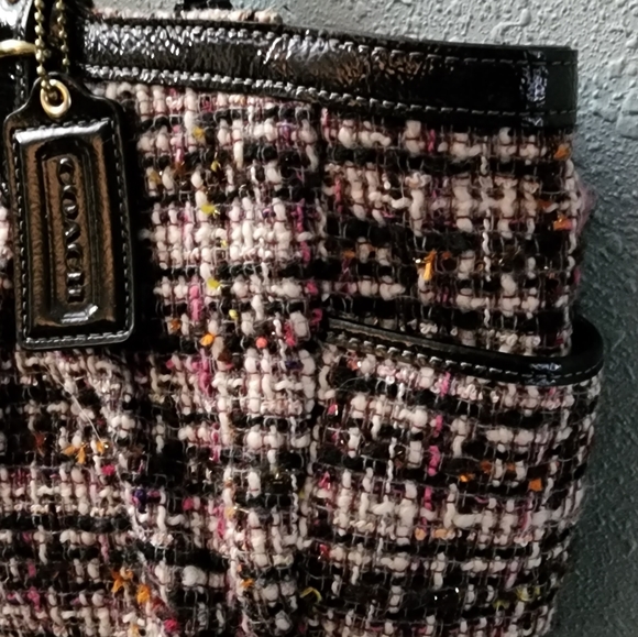 Coach Plaid Wool with Black Patent Leather Trim - Picture 2 of 14